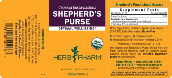 Herb Pharm extracto líquido capsella orgánico granja Oregon
