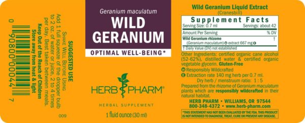 Version 1.0.0 Herb Pharm extracto líquido de geranio silvestre analizado por HPTLC