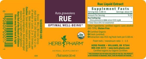 Herb Pharm extracto liquido de Ruta graveolens frescas