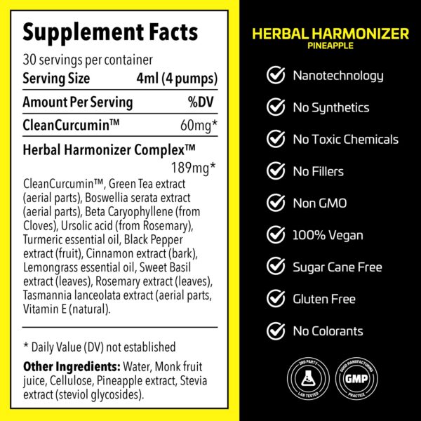 Herbal Harmonizer antioxidante nano curcumina 120 ml sabor piña