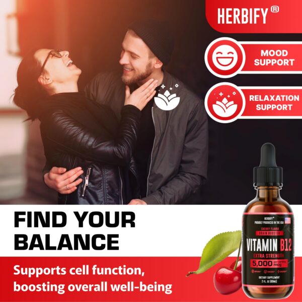 HERBIFY gotas de vitamina b12 metilada paquete 2 onzas