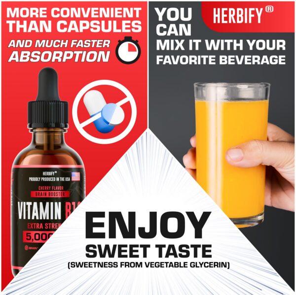 Suplemento HERBIFY vitamina b12 líquida metilcobalamina 5000mcg