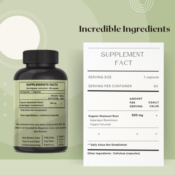 Version 1.0.0 Suplemento herbal Heroot raíz de Shatavari para salud femenina