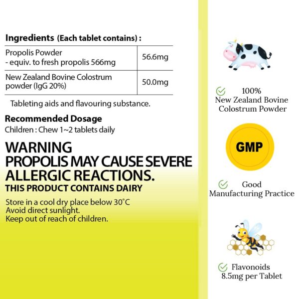 Hi Well Kids Propolis Calostro paquete 180 tabletas
