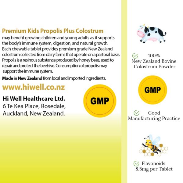 Tabletas masticables Hi Well Propolis Calostro para niños