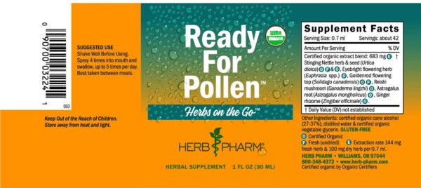 Hierbas en spray Herb Pharm para sistema respiratorio polen