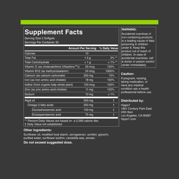 Hippo7 suplemento vegano multivitamínico en cápsulas