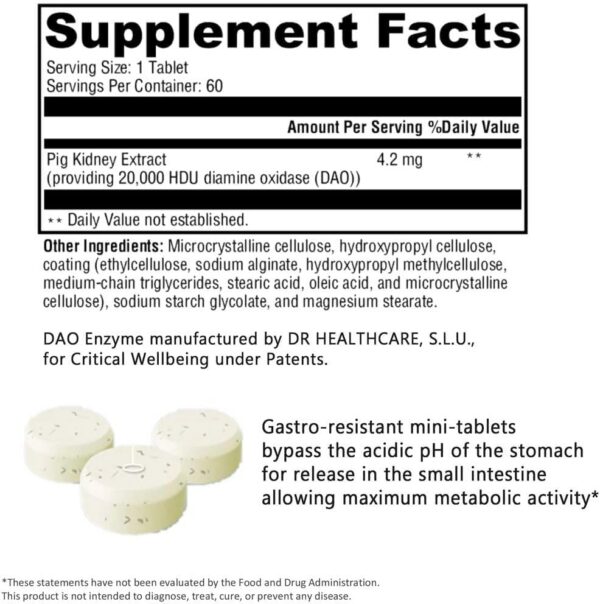 Version 1.0.0 Histamine Manager – botella y cápsulas