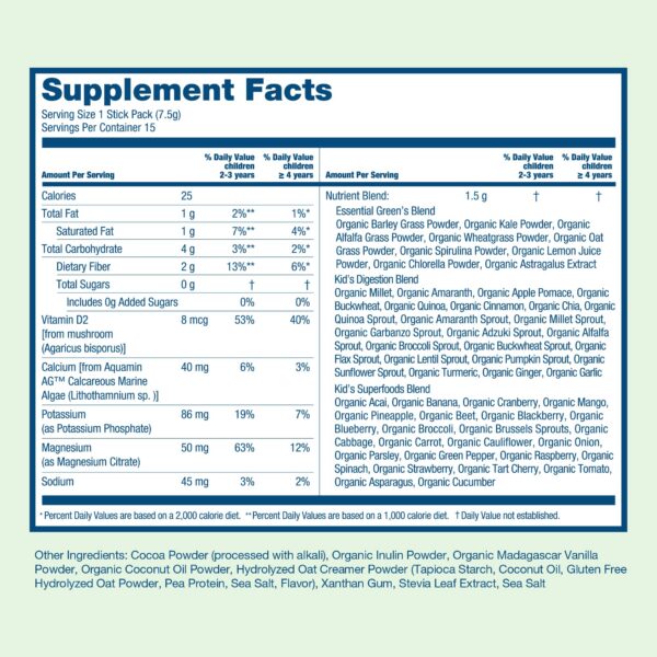 Sabor chocolate de HIYA Greens Sticks