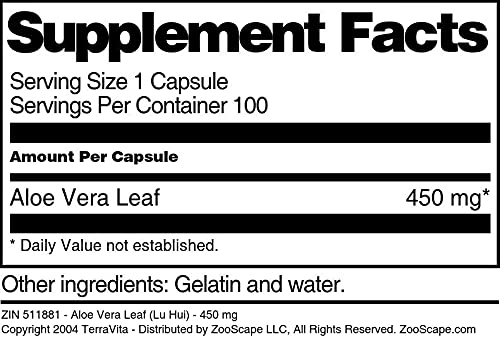 Aloe Vera Lu Hui 450 mg ingredientes gelatina y agua