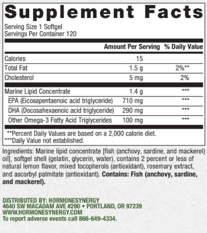 Empaque del producto HormoneSynergy EPA-DHA