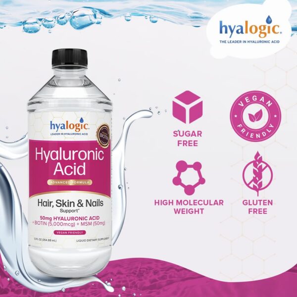 Vista de empaque del suplemento Hyalogic hyaluronic acid líquido
