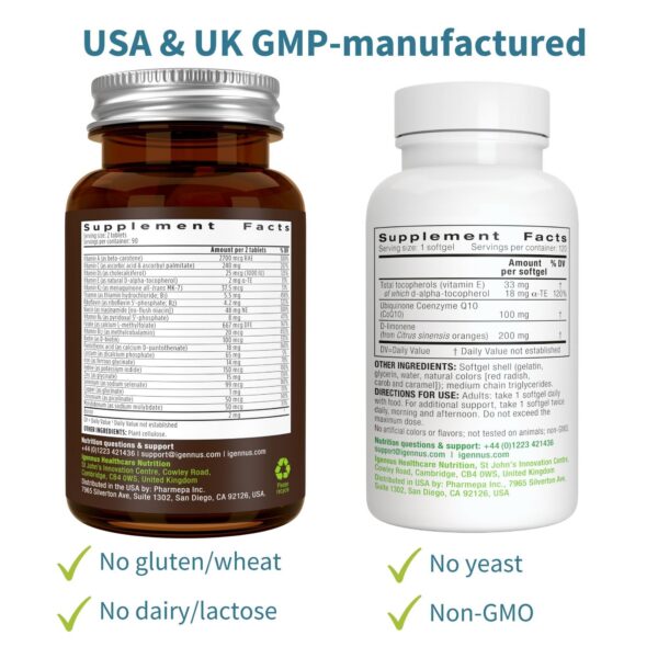 Igennus botella de CoQ10 y vitamina D-limoneno