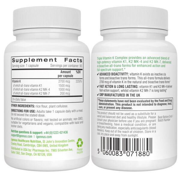 Etiqueta frontal de Igennus D3 y K