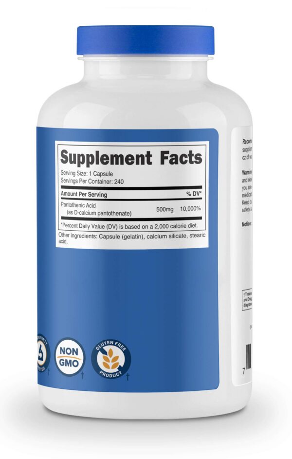 Imagen detalle etiqueta Nutricost ácido pantoténico vitamina B5