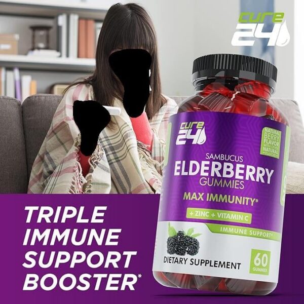 Version 1.0.0 Imagen lateral frasco gomitas Cure24 triple soporte inmunológico