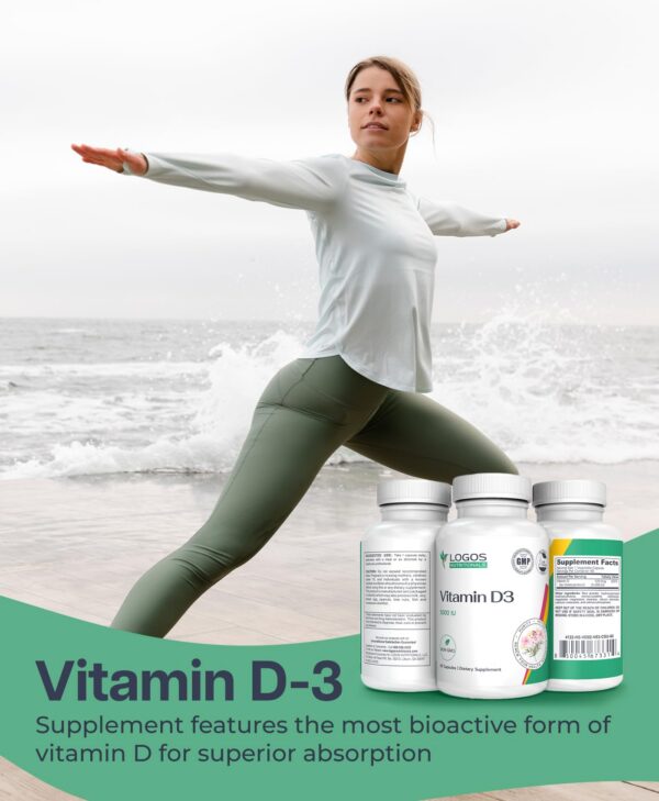imagen lateral frasco suplemento vitamina d3 logos nutritionals