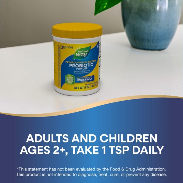 Indicación de uso del polvo probiótico Nature's Way