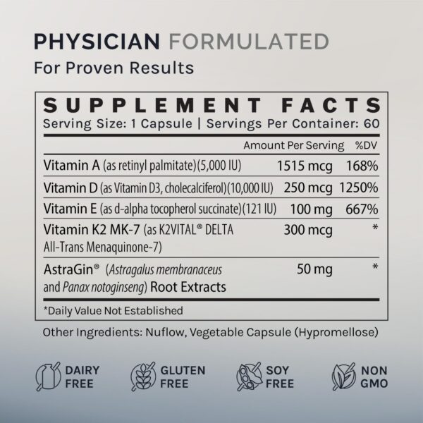 Detalles de vitaminas A, D3 y K2
