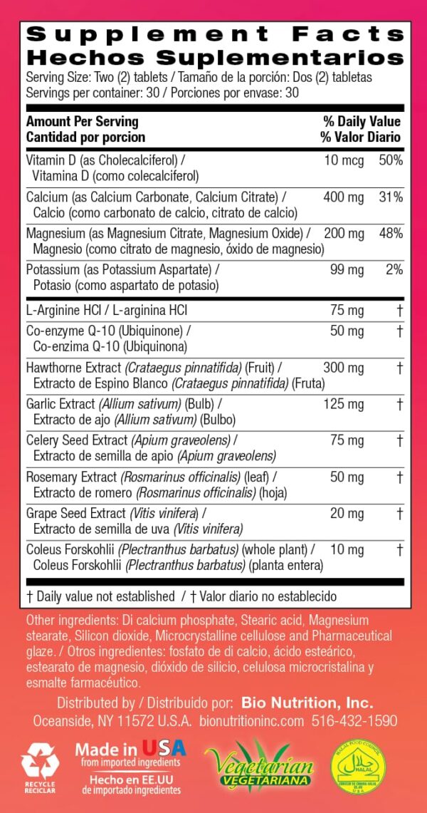Información nutricional Bio Nutrition presión arterial