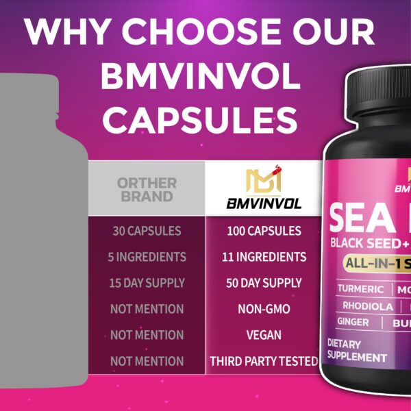 Información nutricional cápsulas BMVINVOL Sea Moss