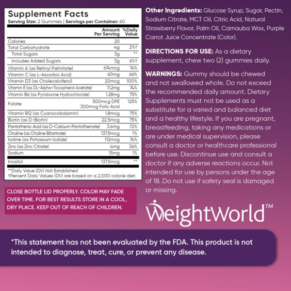 Version 1.0.0 Información nutricional en etiqueta gomitas WeightWorld