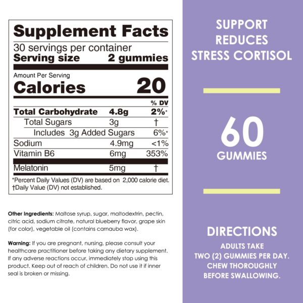 Información nutricional de Gominolas de Melatonina Nature's Key