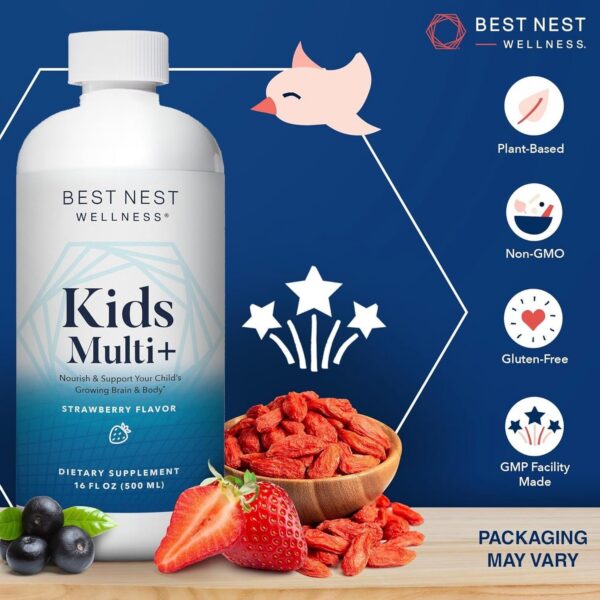Información nutricional multivitamínico líquido para niños Best Nest