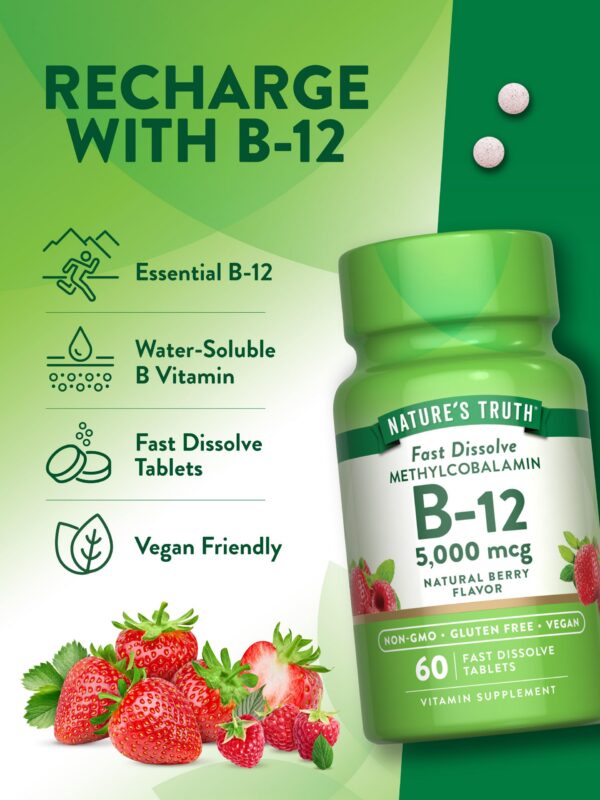 Información nutricional en botella Nature's Truth vitamina B12
