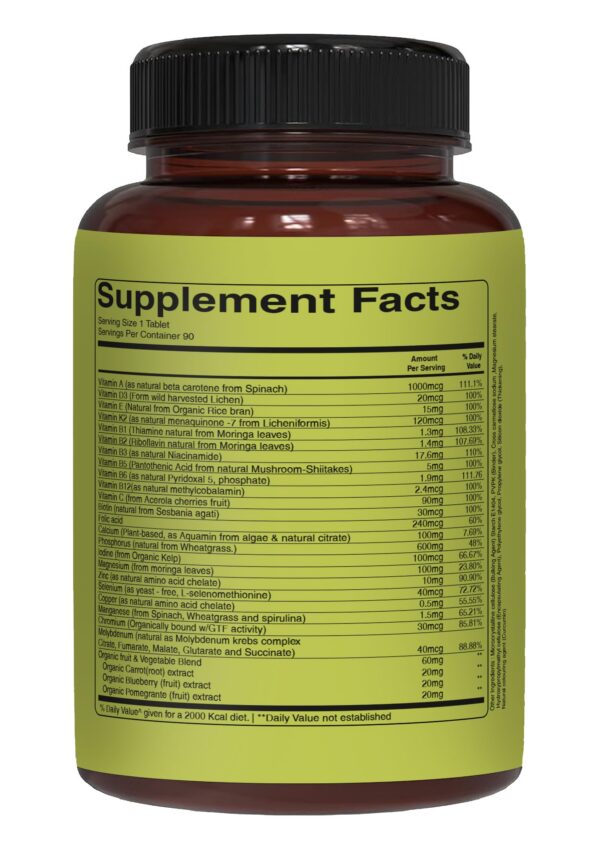 Información nutricional Pure Nutrition multivitaminas para hombres