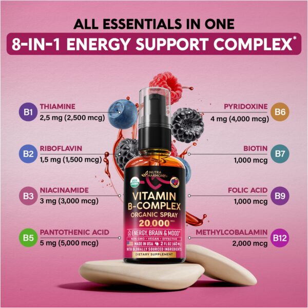 Información nutricional spray vitamina B complejo Nutraharmony