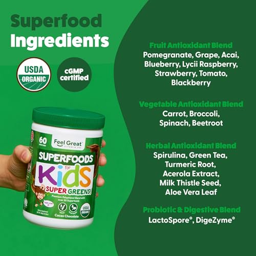 Información nutricional de Super Greens para niños