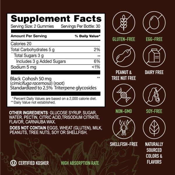 Información de YUM-V'S Strong Earth cohosh negro gomitas