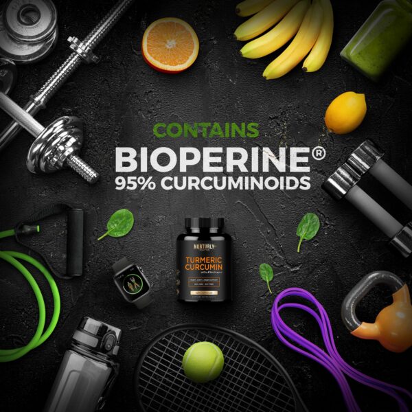 Ingredientes destacados de cúrcuma con BioPerine y jengibre