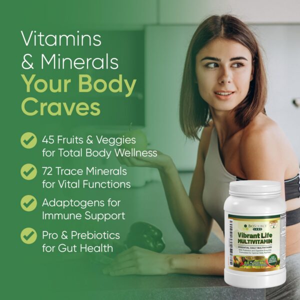 Ingredientes de frutas y verduras BioSource Labs Vibrant Life