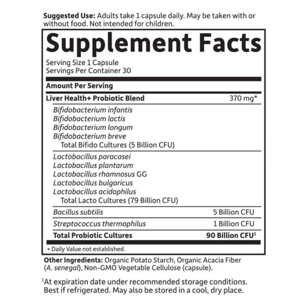 Ingredientes Garden of Life probiótico Liver Health+