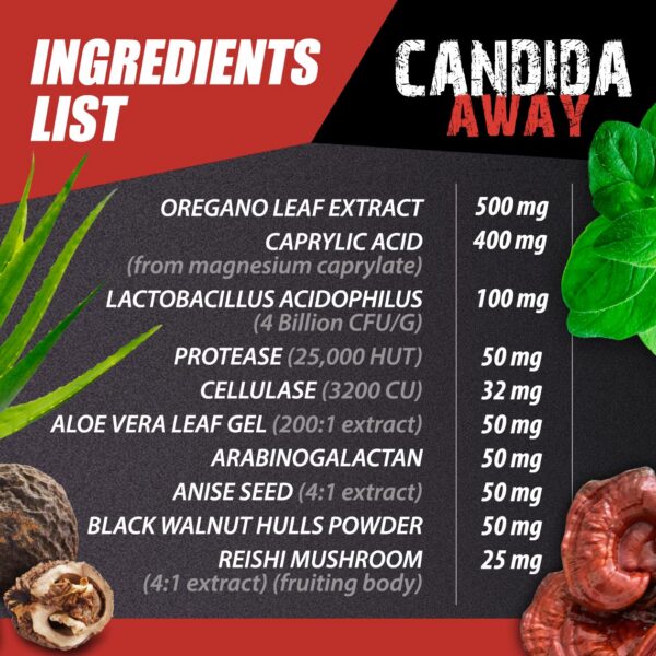 Ingredientes naturales Candida Away complejo natural