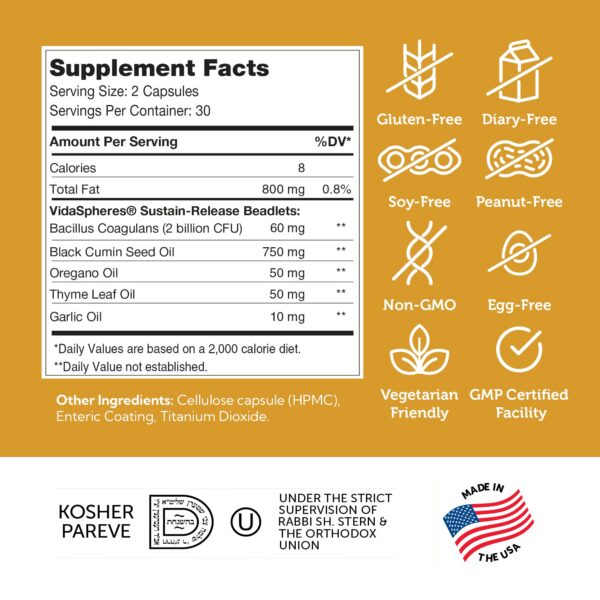 Ingredientes naturales en cápsulas Zahler CandAid Cleanse digestivo