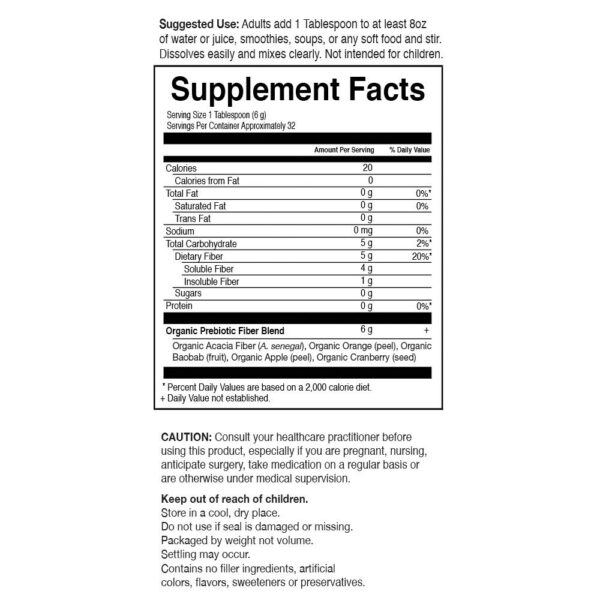 Version 1.0.0 Ingredientes naturales fibra prebiótica orgánica Garden of Life