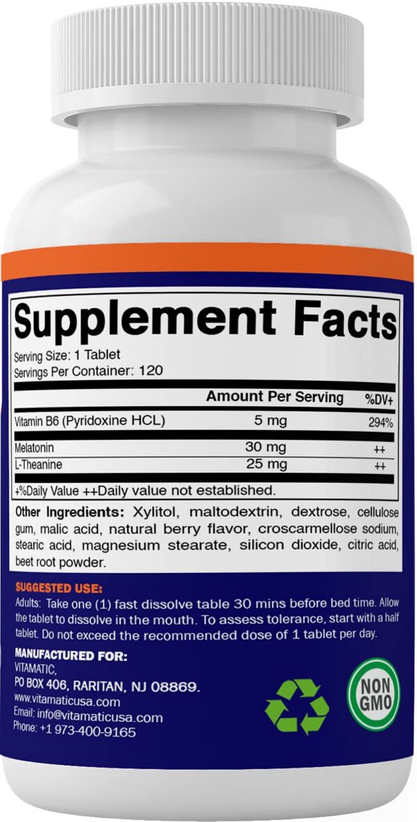 Version 1.0.0 Ingredientes naturales de melatonina Vitamatic para sueño y relajación