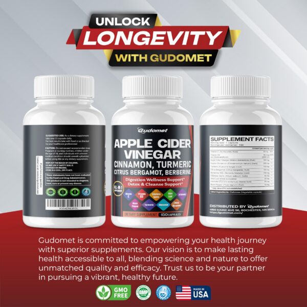 Ingredientes naturales suplemento GUDOMET vinagre sidra manzana