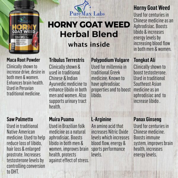 Ingredientes naturales suplemento Horny Goat Weed YUMMYVITE