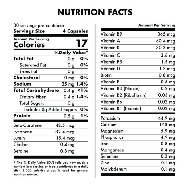 Ingredientes naturales suplemento super greens vegano FOLONA