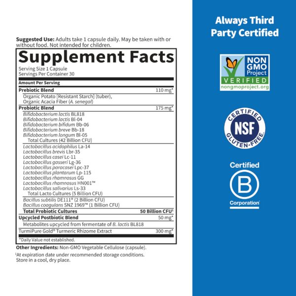 Version 1.0.0 Ingredientes orgánicos de suplemento probiótico deportivo