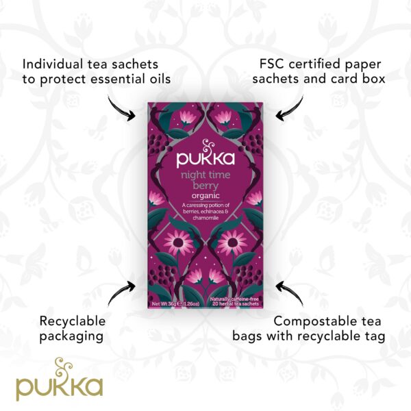 Ingredientes orgánicos del té Pukka Night Time Berry