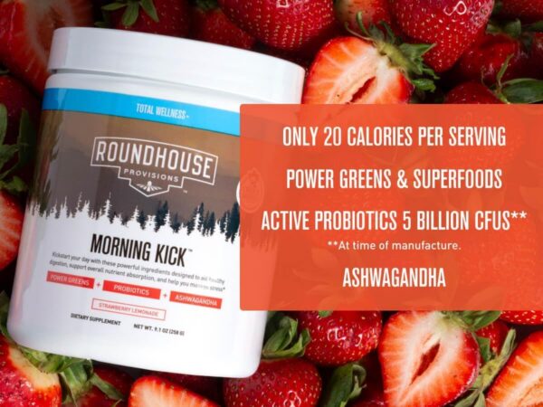 Ingredientes polvo superalimento Morning Kick con ashwagandha y probióticos