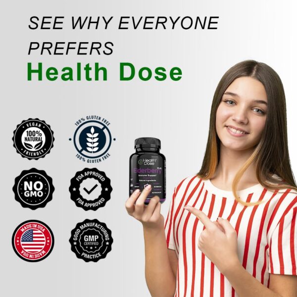 Suplemento inmunológico Health Dose Elderberry Plus 120 cápsulas