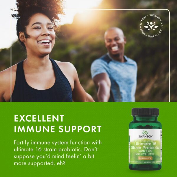 Ingredientes del probiótico natural Swanson con FOS y minerales