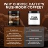 Instantáneo café de hongos Catfit en vaso con ingredientes naturales