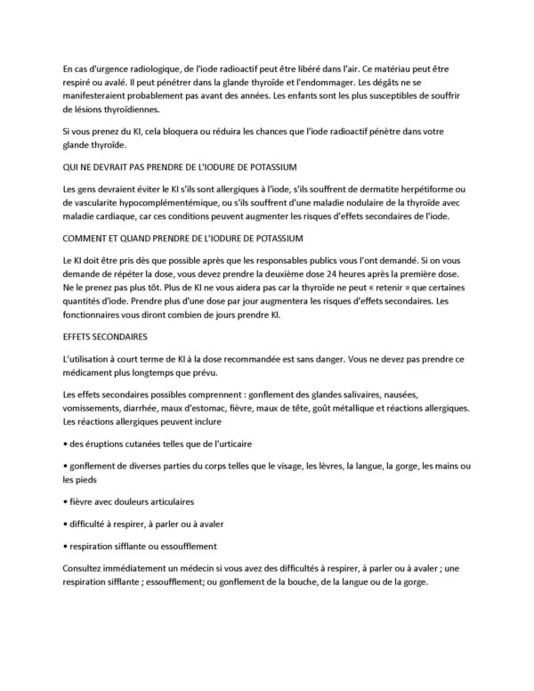 IOSAT Potassium Iodide 130 mg etiqueta de seguridad